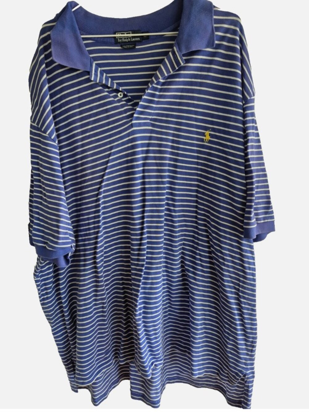 Mens Polo Ralph Lauren Polo Shirt Size 4XB 4XL BIG Blue Stripe Golf Short Sleeve